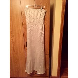 Strapless floor length satin gown